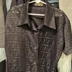 Fendi Zucca monogram button-down polo short sleeve beautiful condition